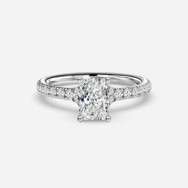 Firework Pave White Gold Engagement Ring