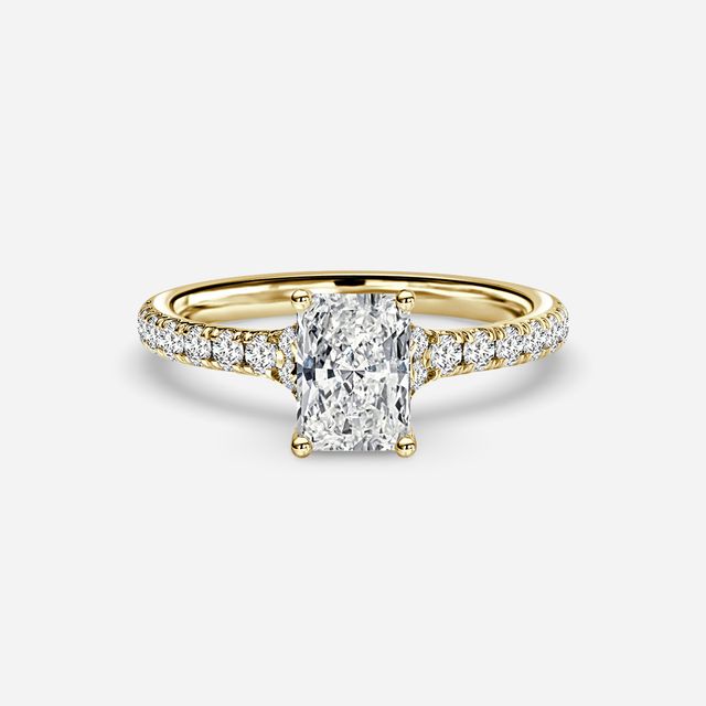 Firework Pave Yellow Gold Engagement Ring