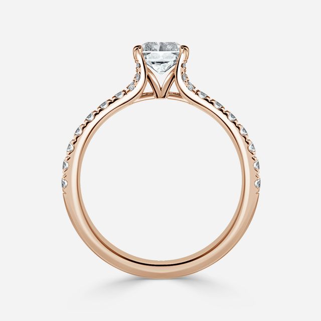 Firework Pave Rose Gold Engagement Ring