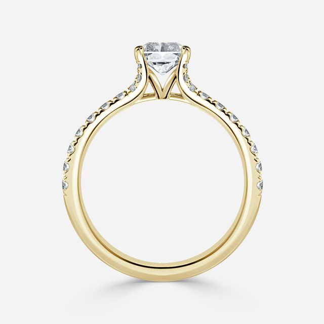 Firework Pave Yellow Gold Engagement Ring