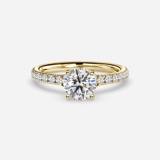 Firework Pave Yellow Gold Engagement Ring