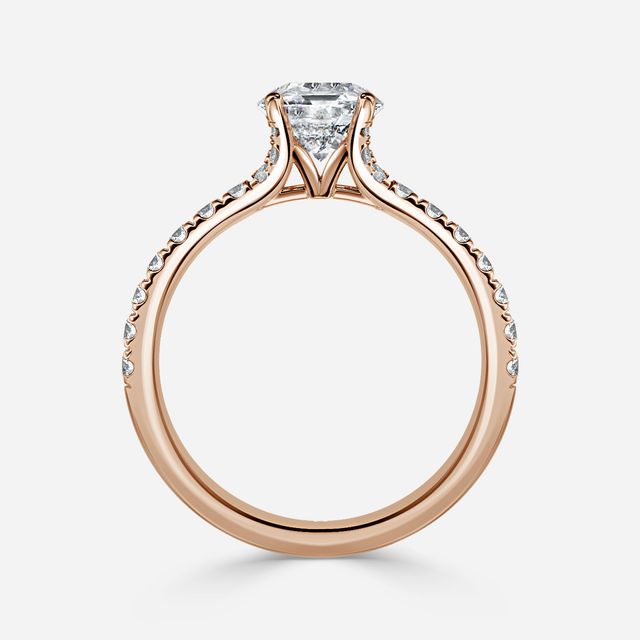 Firework Pave Rose Gold Engagement Ring