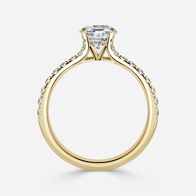 Firework Pave Yellow Gold Engagement Ring