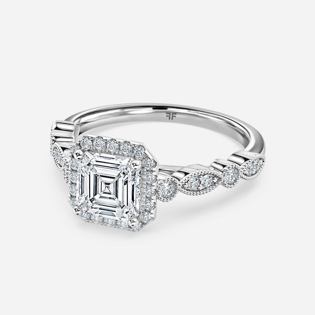 Amber Platinum Vintage Engagement Ring