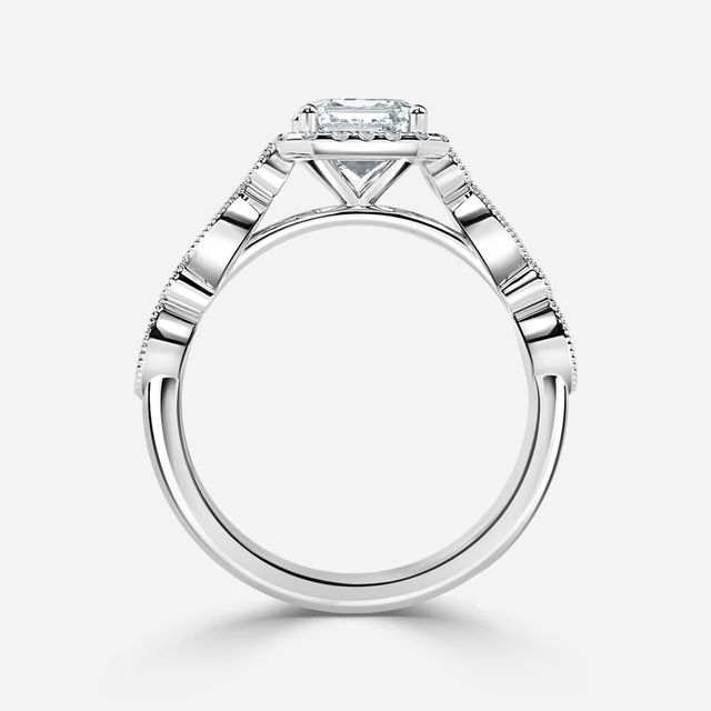 Amber Platinum Vintage Engagement Ring