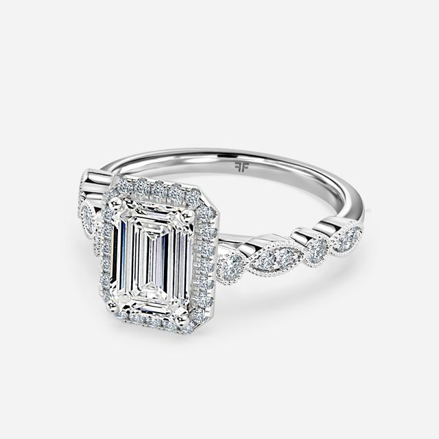 Amber Platinum Vintage Engagement Ring