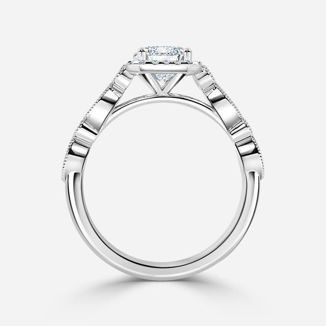 Amber Platinum Vintage Engagement Ring