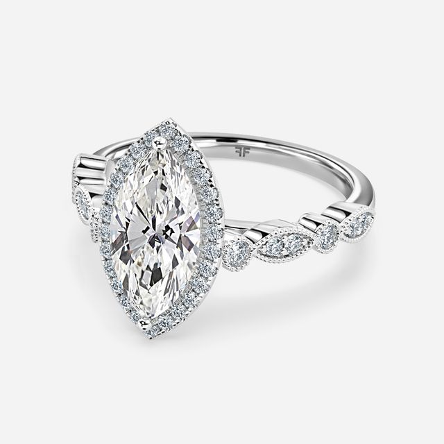 Amber Platinum Vintage Engagement Ring