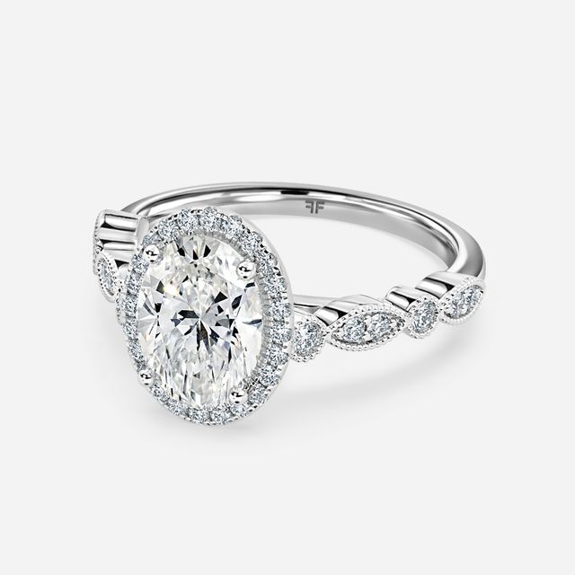 Amber Platinum Vintage Engagement Ring