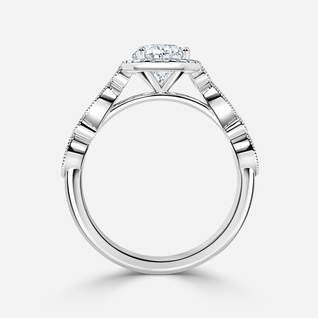 Amber Platinum Vintage Engagement Ring