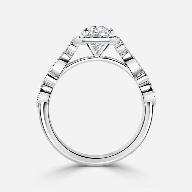 Amber Platinum Vintage Engagement Ring