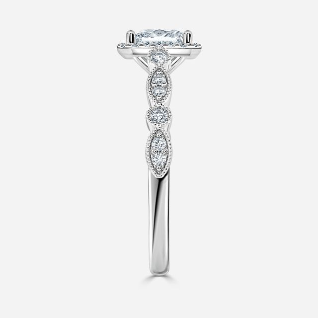 Amber Platinum Vintage Engagement Ring