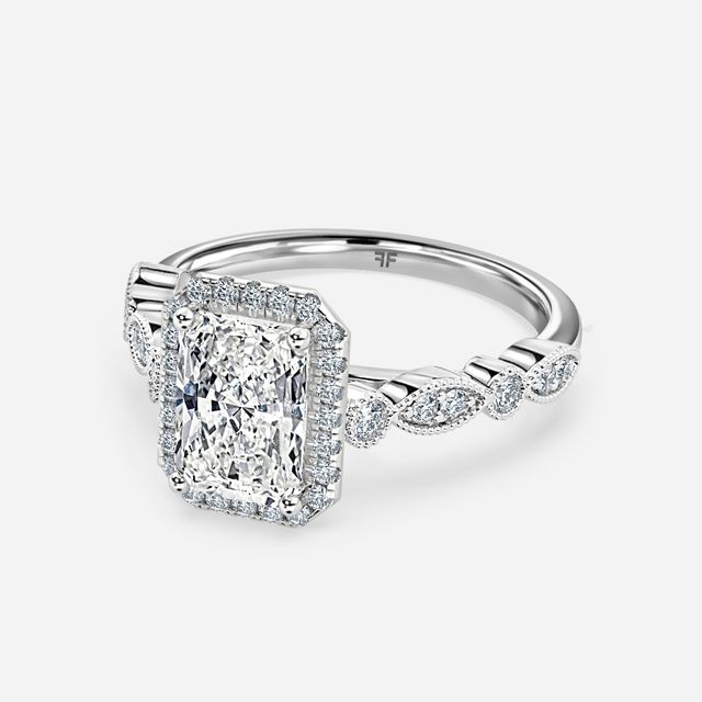 Amber Platinum Vintage Engagement Ring