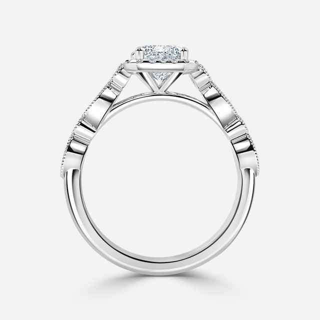 Amber Platinum Vintage Engagement Ring