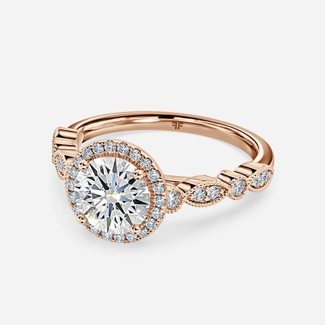 Amber Rose Gold Vintage Engagement Ring