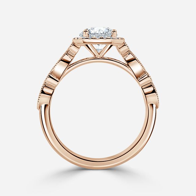 Amber Rose Gold Vintage Engagement Ring