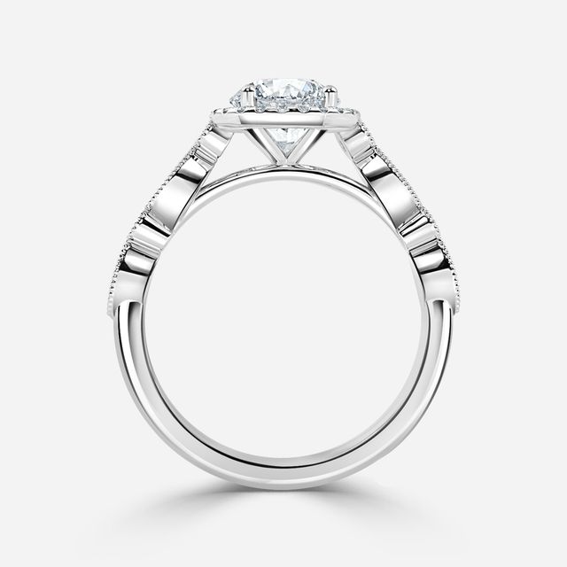 Amber Platinum Vintage Engagement Ring