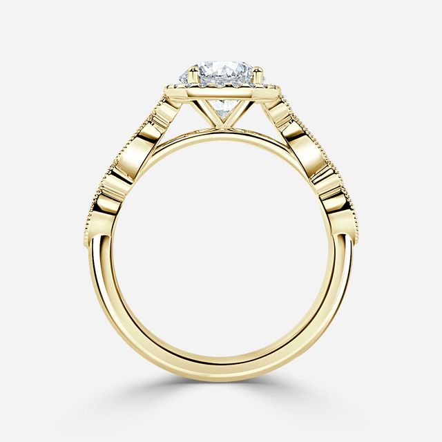 Amber Yellow Gold Vintage Engagement Ring