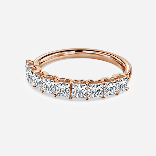 Princess Diamond Wedding Ring In Rose Gold