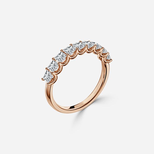 Princess Diamond Wedding Ring In Rose Gold