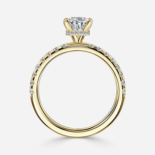 Samara Yellow Gold Hidden Halo Engagement Ring