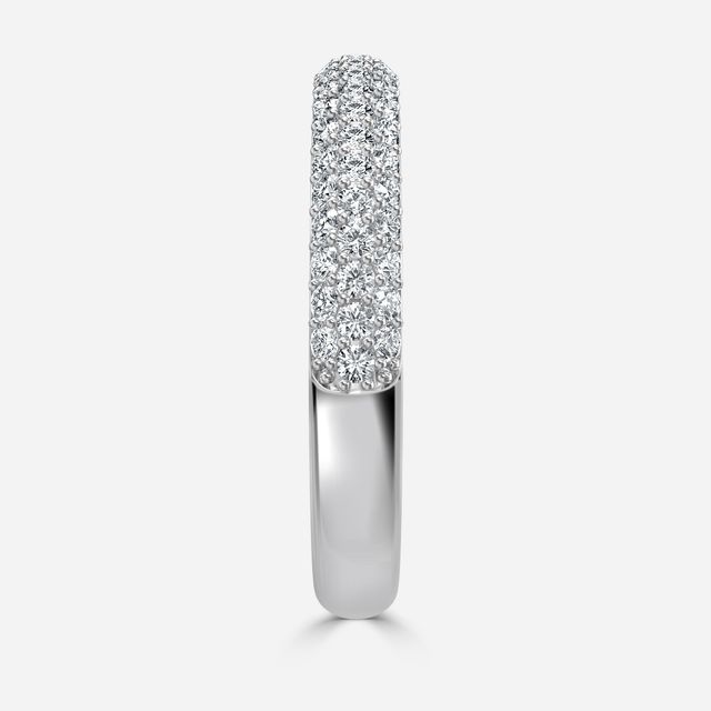 Three Row Diamond French Pave Set Wedding Ring In White Gold