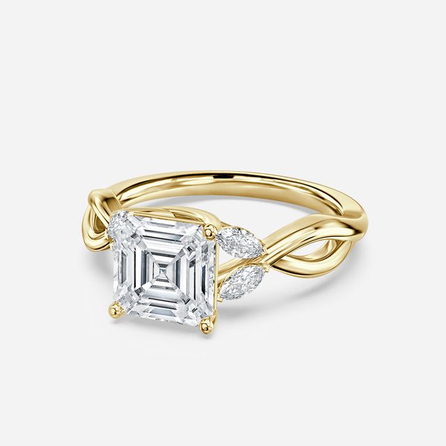Vina Yellow Gold Twisted Unique Engagement Ring