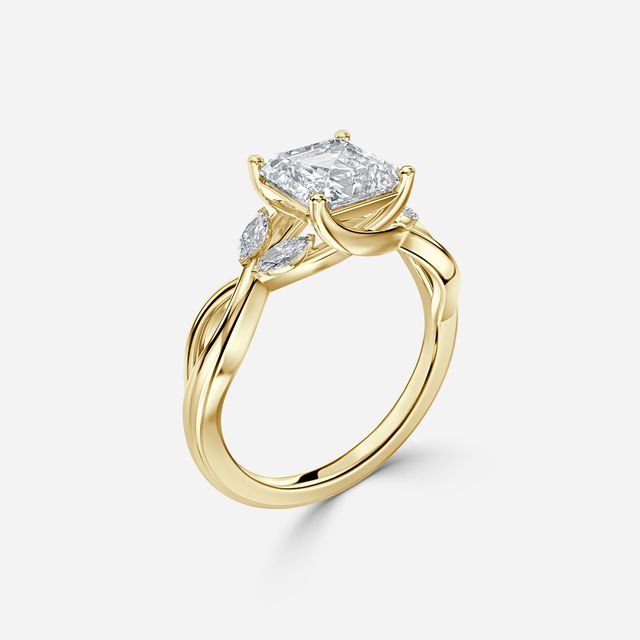 Vina Yellow Gold Twisted Unique Engagement Ring