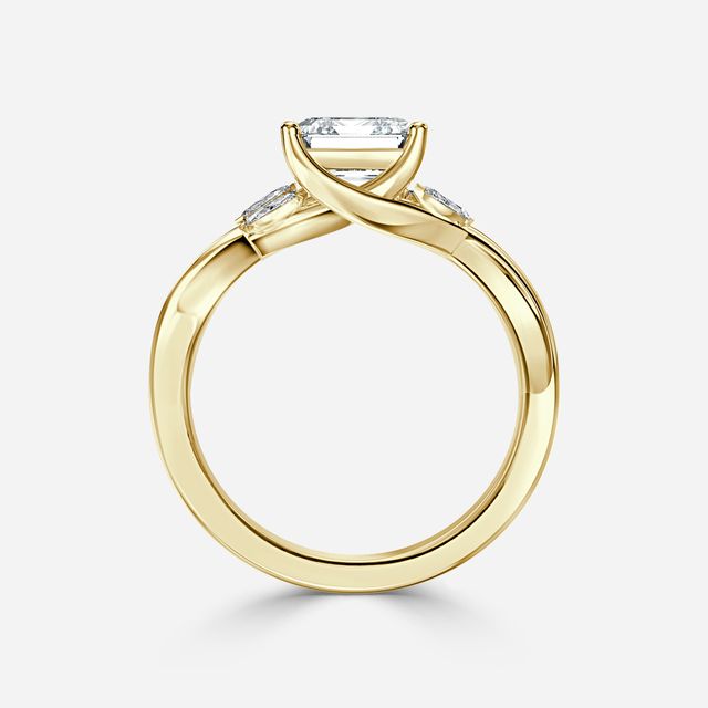 Vina Yellow Gold Twisted Unique Engagement Ring