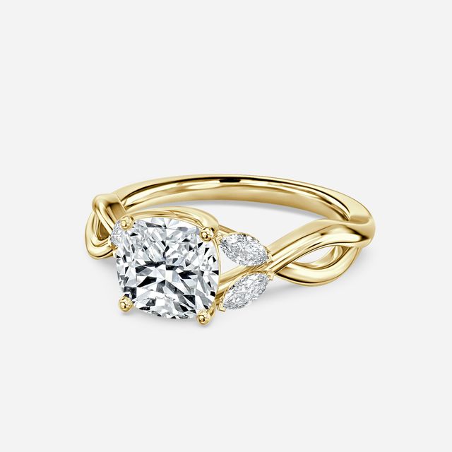Vina Yellow Gold Twisted Unique Engagement Ring