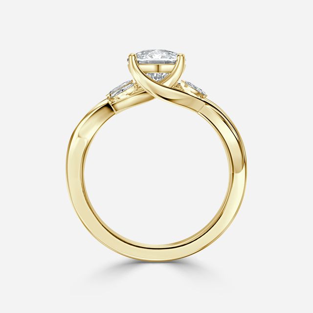 Vina Yellow Gold Twisted Unique Engagement Ring