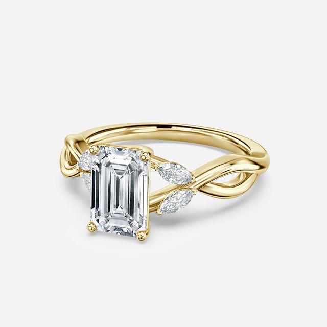 Vina Yellow Gold Twisted Unique Engagement Ring