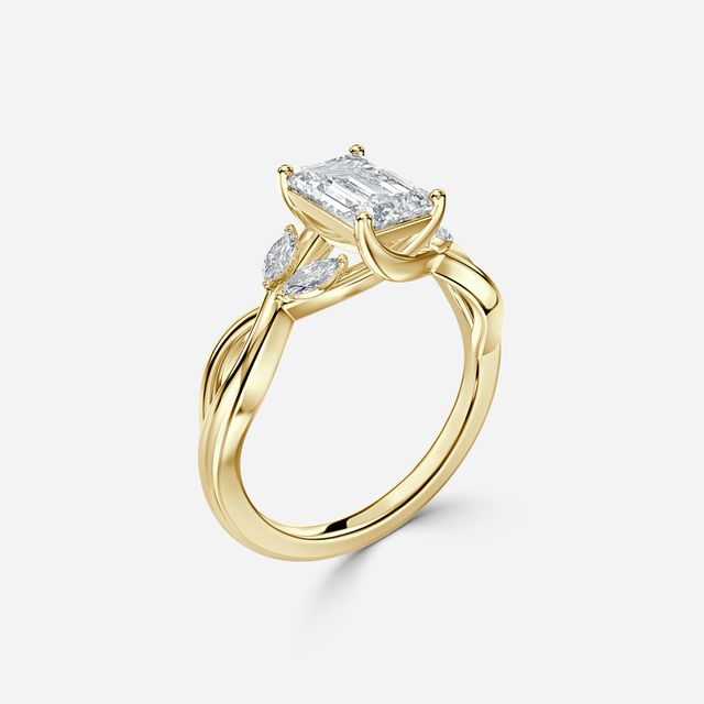 Vina Yellow Gold Twisted Unique Engagement Ring