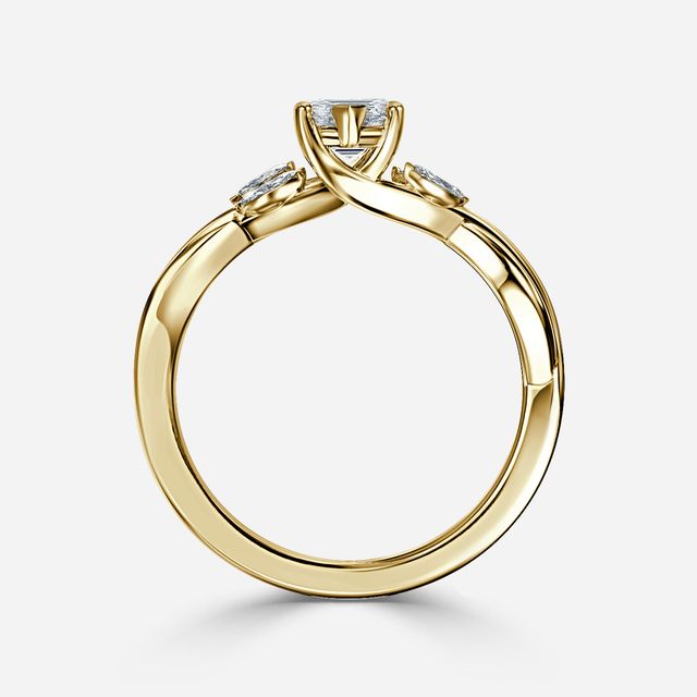 Vina Yellow Gold Twisted Unique Engagement Ring
