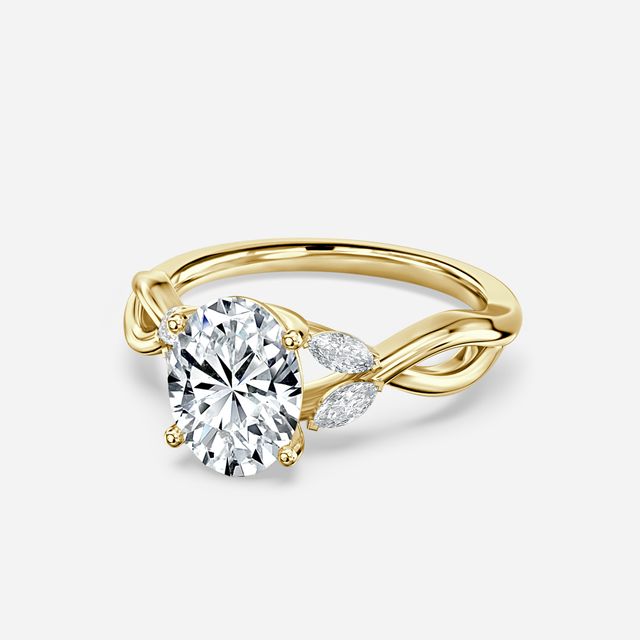 Vina Yellow Gold Twisted Unique Engagement Ring