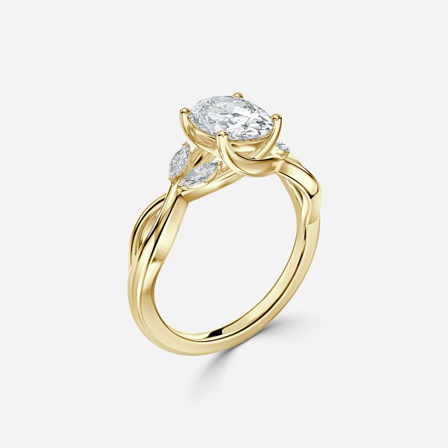 Vina Yellow Gold Twisted Unique Engagement Ring