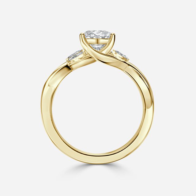 Vina Yellow Gold Twisted Unique Engagement Ring
