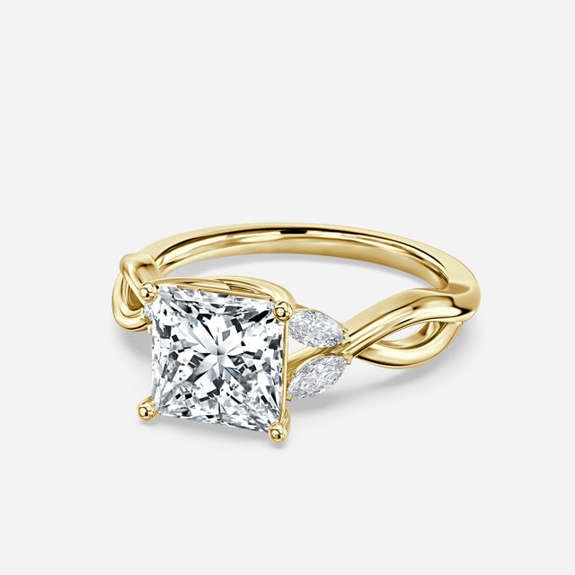 Vina Yellow Gold Twisted Unique Engagement Ring