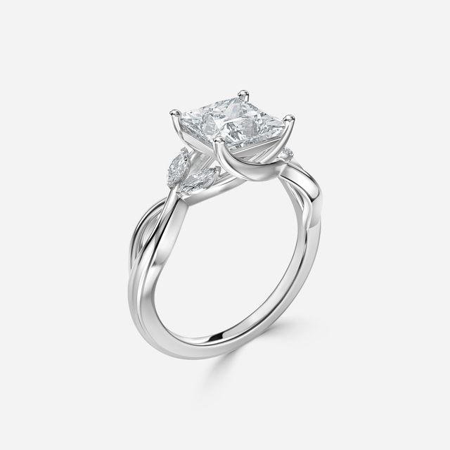 Vina White Gold Twisted Unique Engagement Ring
