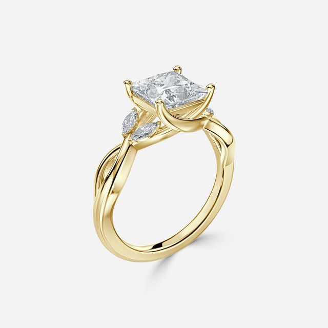 Vina Yellow Gold Twisted Unique Engagement Ring