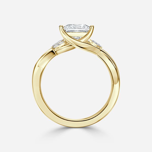 Vina Yellow Gold Twisted Unique Engagement Ring