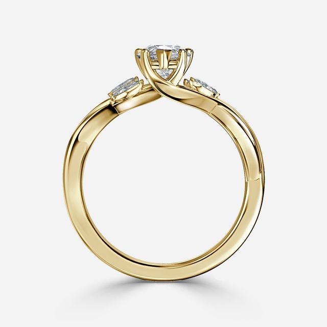 Vina Yellow Gold Twisted Unique Engagement Ring