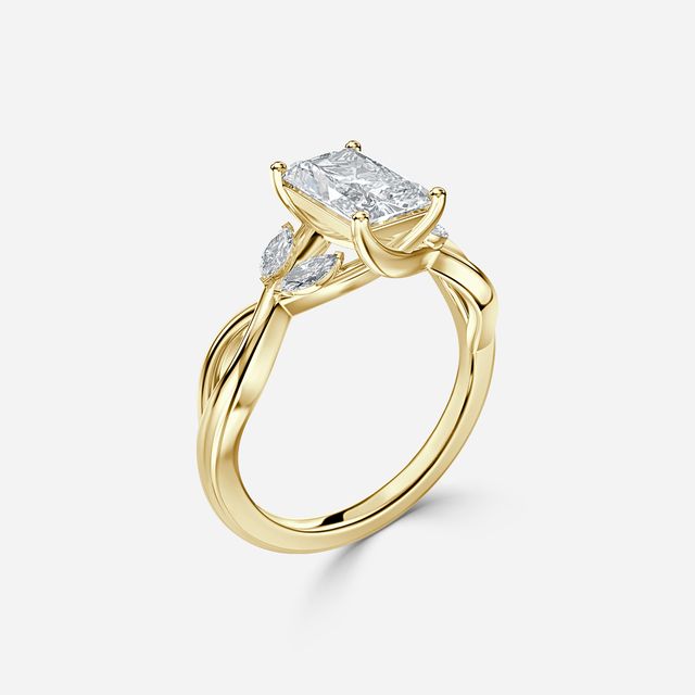 Vina Yellow Gold Twisted Unique Engagement Ring