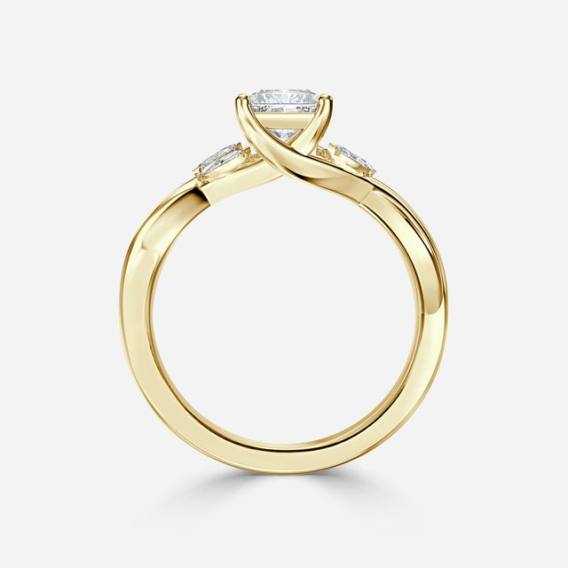 Vina Yellow Gold Twisted Unique Engagement Ring