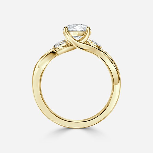Vina Yellow Gold Twisted Unique Engagement Ring
