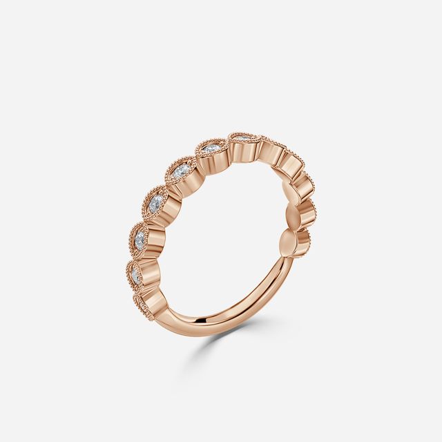 Miligrain Diamond Wedding ring In Rose Gold