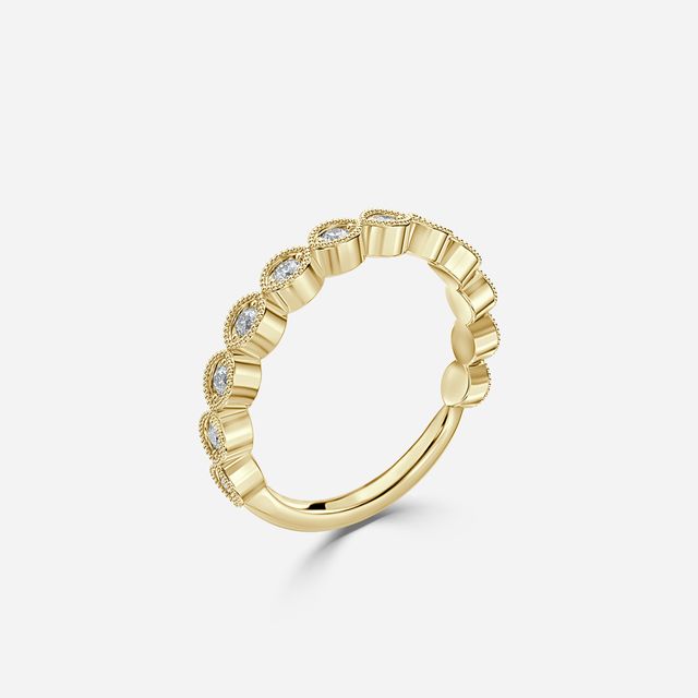 Miligrain Diamond Wedding ring In Yellow Gold