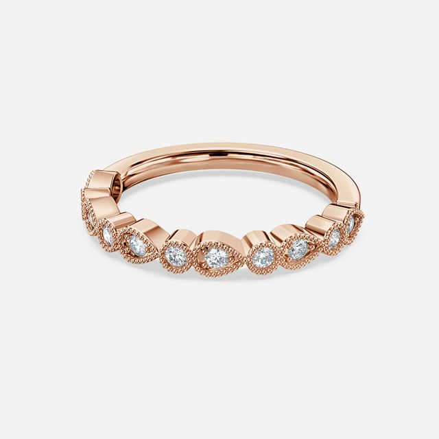 Vintage Milgrain Diamond Wedding Ring In Rose Gold