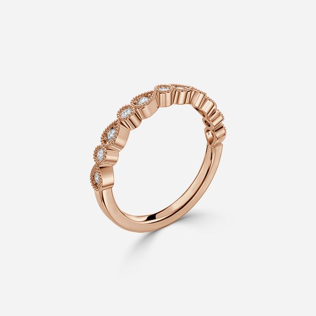 Vintage Milgrain Diamond Wedding Ring In Rose Gold