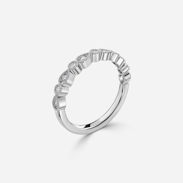 Vintage Milgrain Diamond Wedding Ring In White Gold
